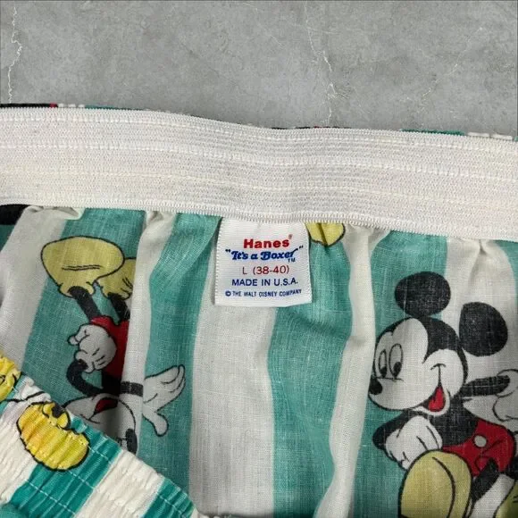 Vintage Walt Disney Mickey Mouse Striped It's A Boxer Shorts Made In USA - Large - Picture 3 of 7